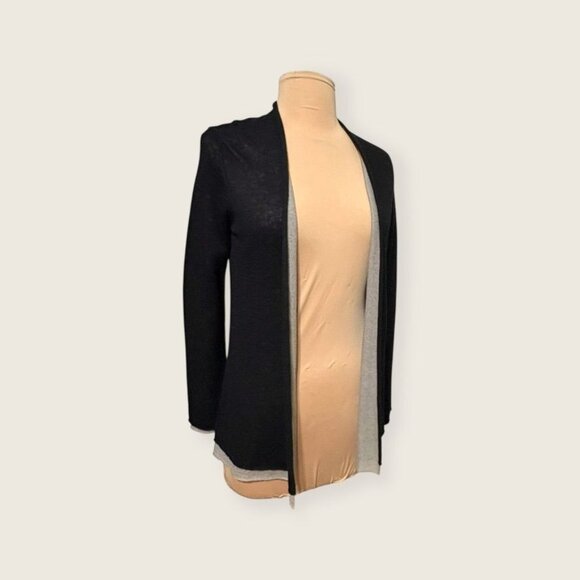 Eileen Fisher Layered Cardigan XSP Black Taupe Knit Sweater EUC Casual Classic - Picture 7 of 7